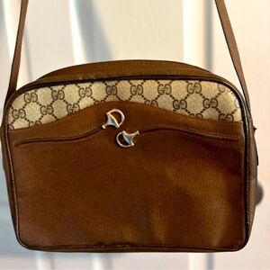 Authentic Vintage Gucci Monogram GG Horsebit Accent Shoulder Bag